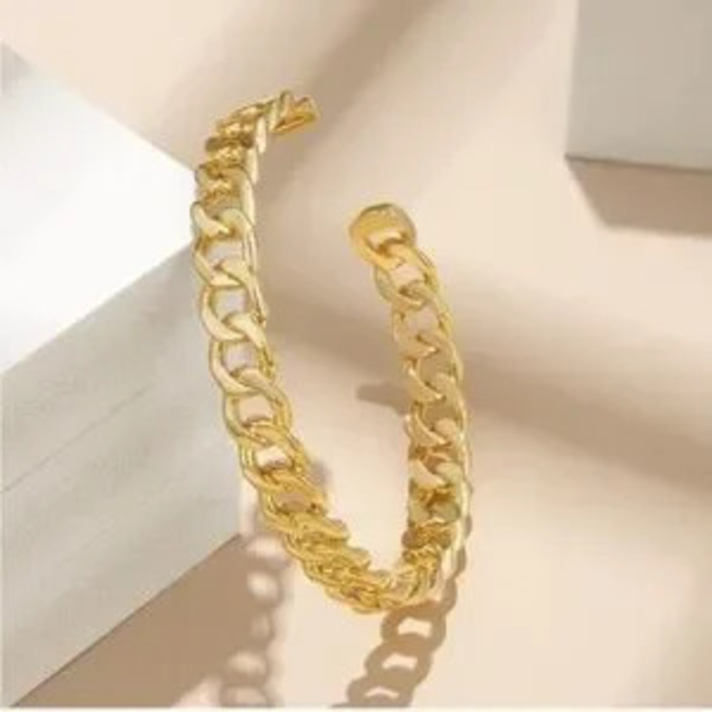 GOLD 14k Gold Plated Chain Cuff Bracelet